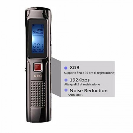 Registratore vocale digitale 8 gb mp3 ricaricabile voice recorder mini usb voce