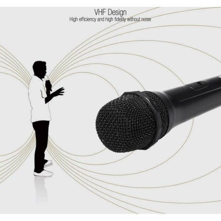 Microfono dinamico ricevitore wireless senza fili karaoke cavo jack a batterie