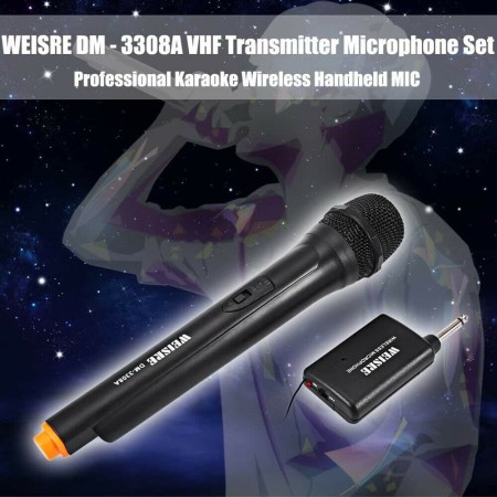Microfono dinamico ricevitore wireless senza fili karaoke cavo jack a batterie
