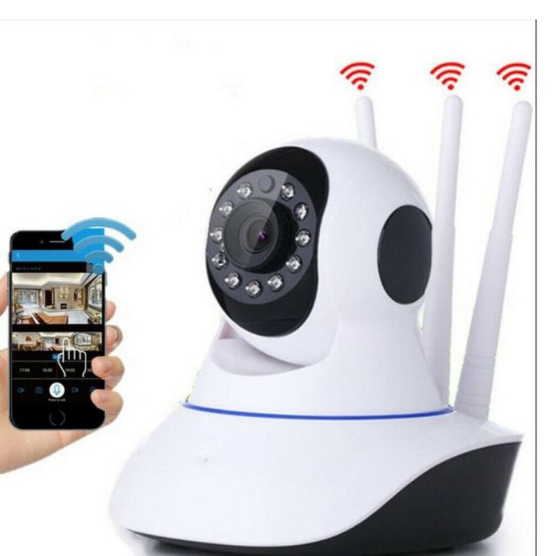 Telecamera camera ip wifi 3 antenne HD wireless H264 led infrarossi sorveglianza