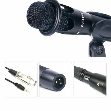 Kit microfono cardoide condensatore cavalletto auricolari mixer effetti mic cavo