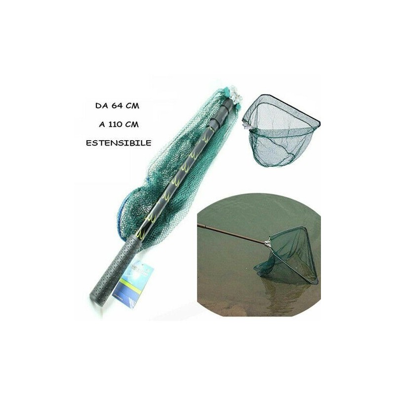 Retino da pesca guadino telescopico pieghevole 150 cm pesca accessori sport rete