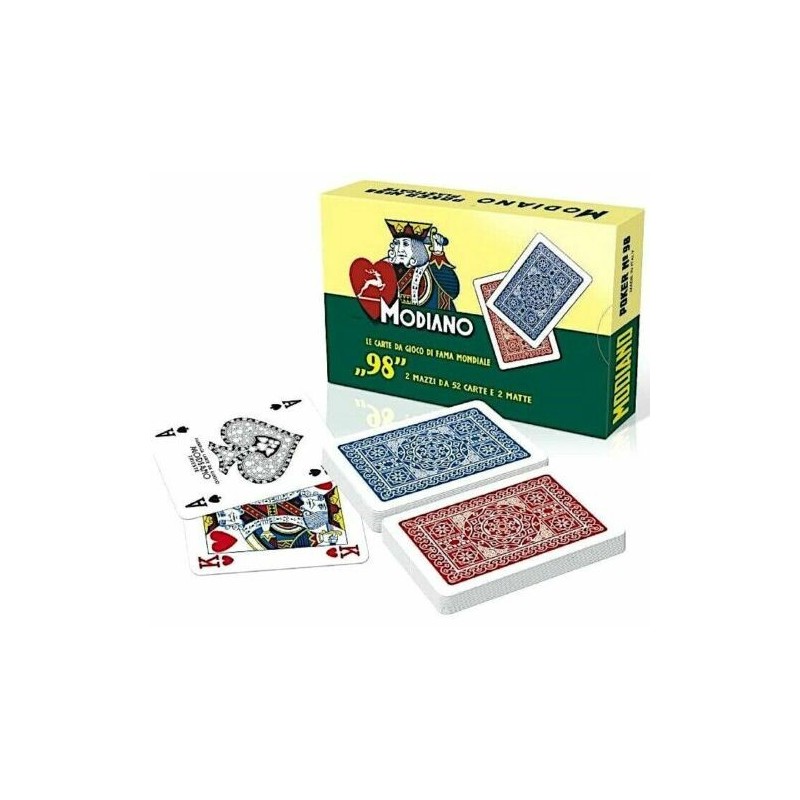 Carte da gioco ramino MODIANO 98 plastificate rosso blu poker bridge 2 mazzi
