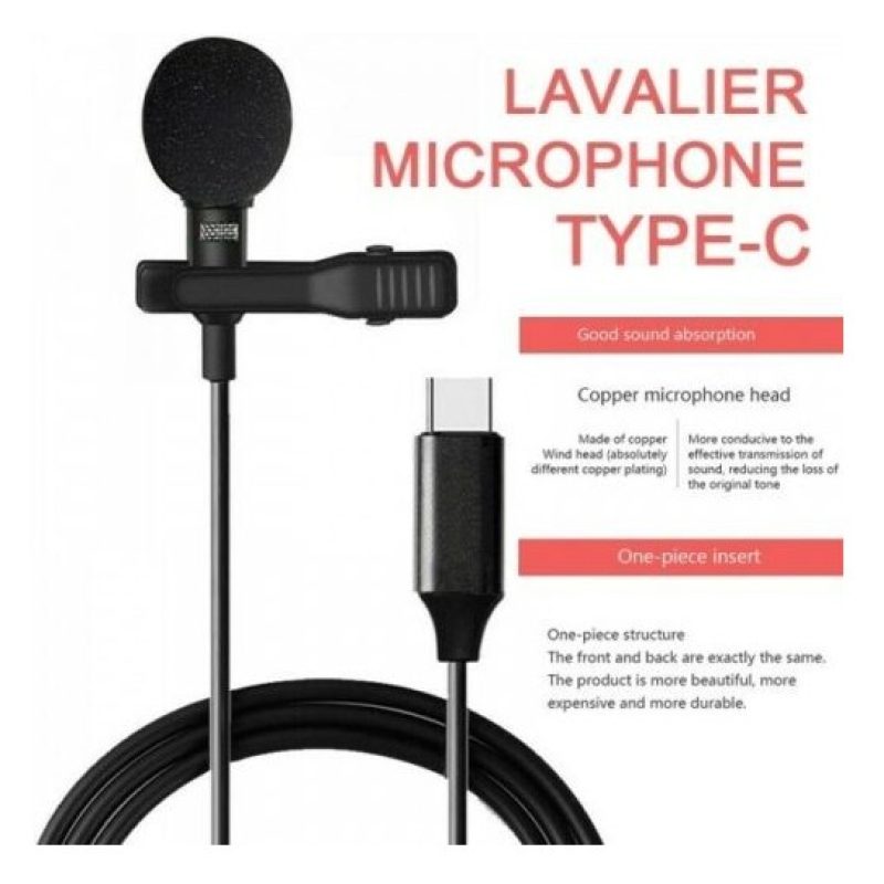 DOBO Microfono lavalier jack type C smartphone cellulare registrare...