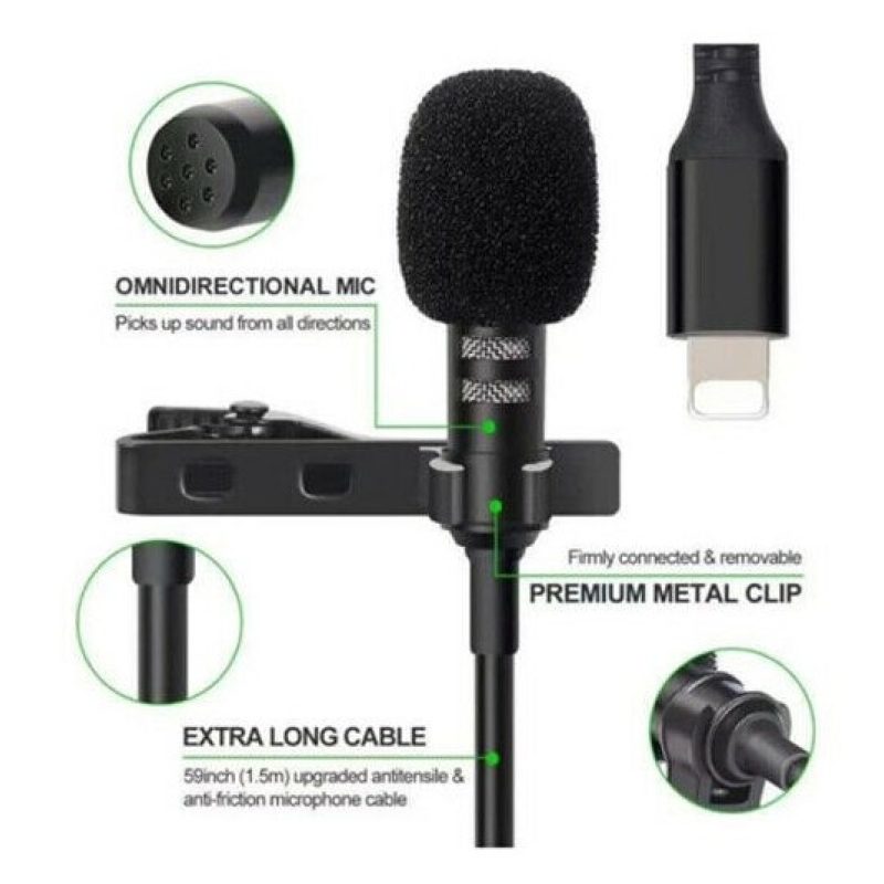 DOBO Microfono condensatore cavo lightning omnidirezionale 1,5 M ce...
