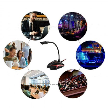 Microfono con stand da tavolo gaming meeting voce conferenze pc USB Q55 PS4