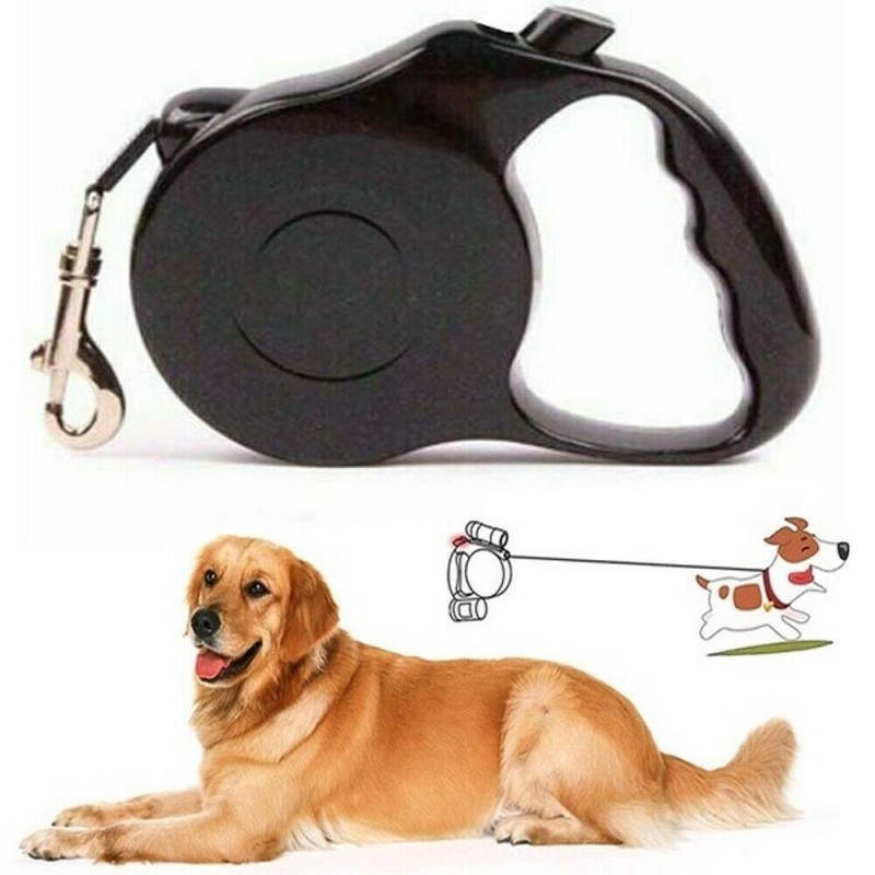DingGreat 5 m Guinzaglio retrattile per cani ciotola pieghevole per cani sacchetto per escrementi del cane con dispenser di sacchetti impugnatura antiscivolo con sistema di blocco con un pulsante