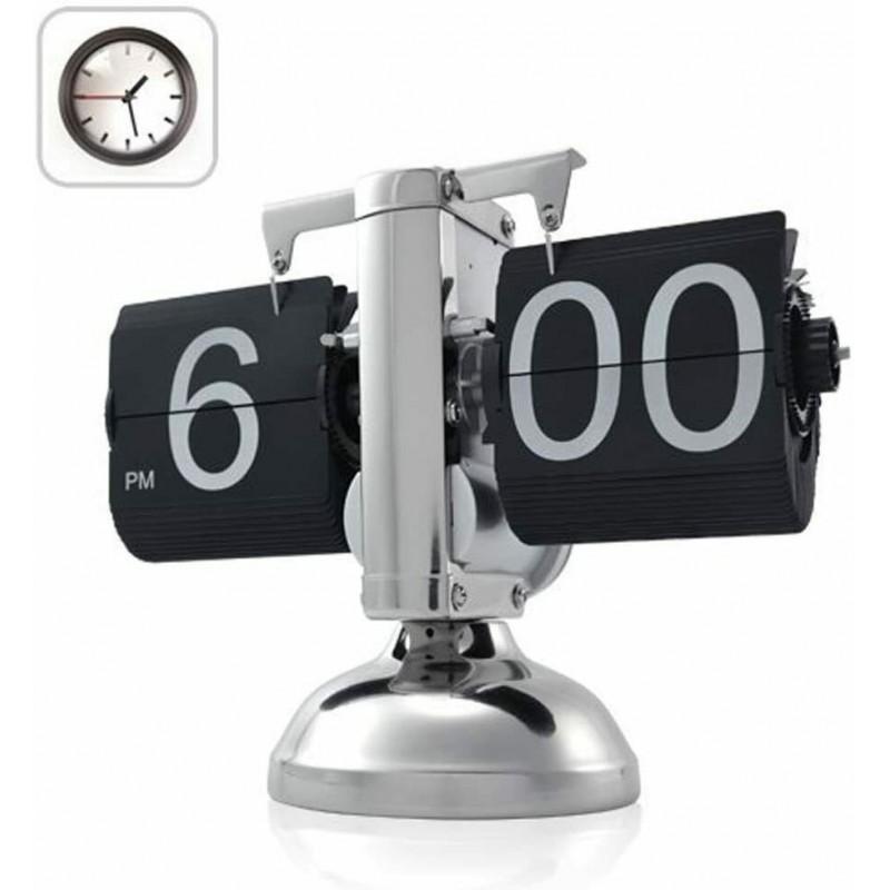 DOBO Orologio da tavolo vintage flip clock design elegante nero scr...
