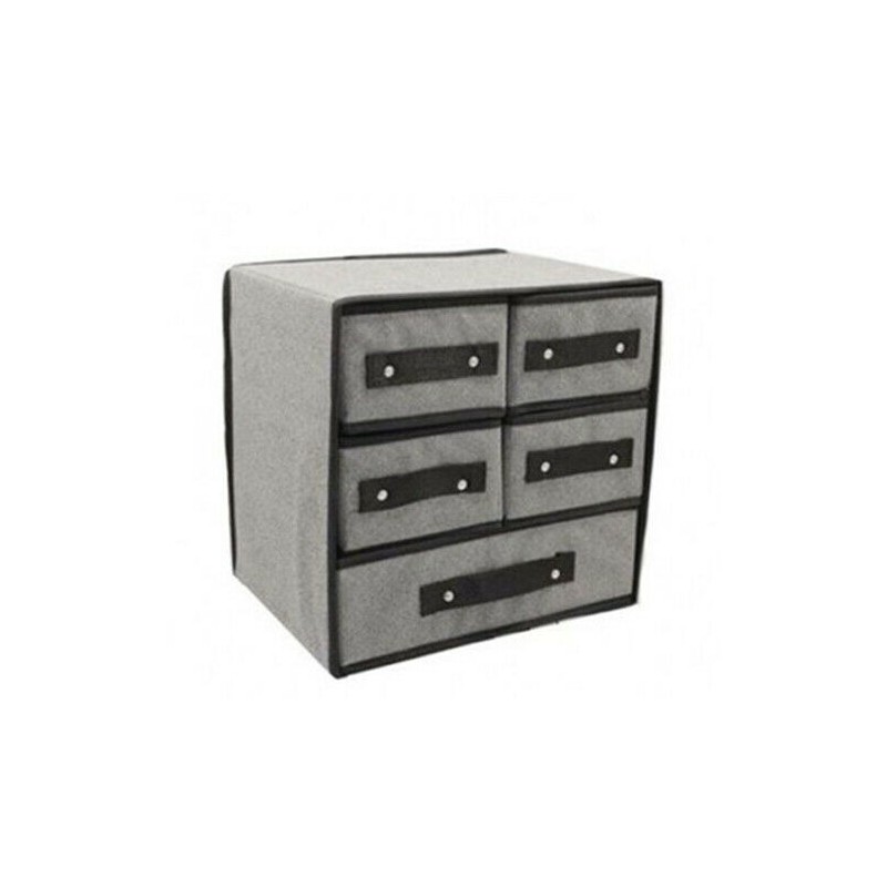 Set 5 cassetti pieghevole cassetto grigio 30x30x23 cm plastico organizer camera