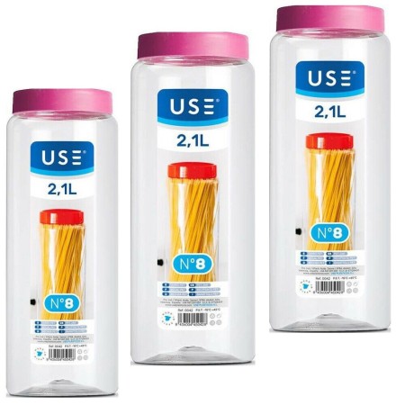 3x Barattoli porta pasta 2.1 L con tappo plastica bucatini spaghetti contenitore