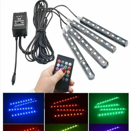 Kit 4 strisce led RGB cambio colore ritmo musica telecomando strobo atmosfera