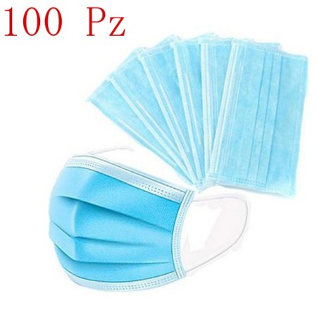 100x Mascherine per adulti chirurgiche blu mascherina protezione virus traspirante e leggera