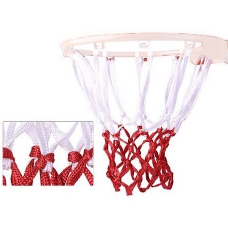 Rete basket senza canestro nylon resistente da agganciare rosso bianco annodata