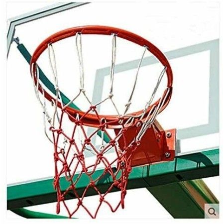 Rete basket senza canestro nylon resistente da agganciare rosso bianco annodata