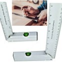 2x Set squadre per falegname in alluminio con livella bolla 45°-90° 20cm 30cm