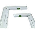 2x Set squadre per falegname in alluminio con livella bolla 45°-90° 20cm 30cm