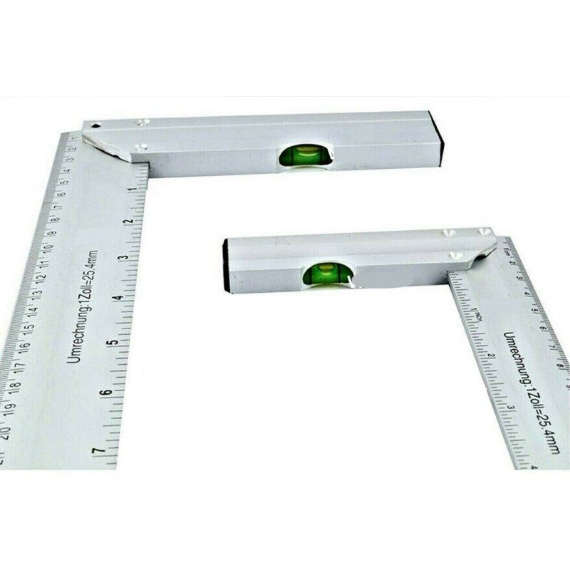 DOBO 2x Set squadre per falegname in alluminio con livella bolla 45...