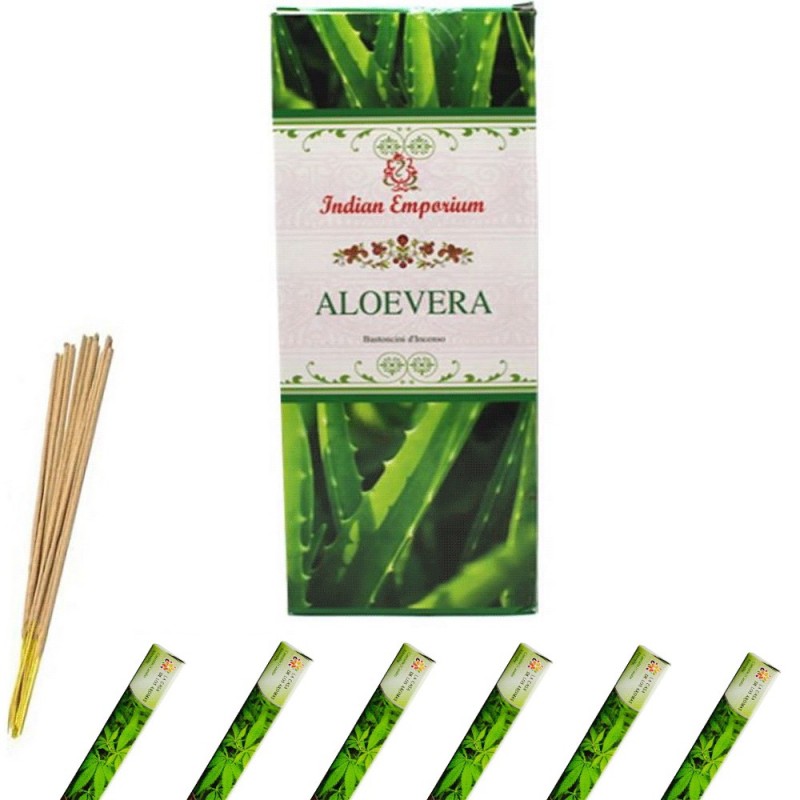 120x Bastoncini di incenso Aloe vera 6 pacchetti profumo ambiente aroma purifica