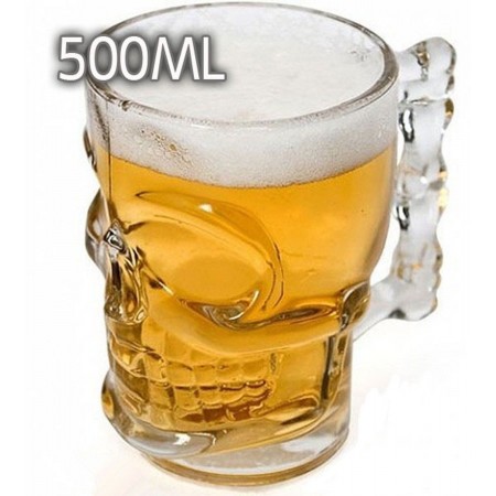 Boccale birra teschio Skull Shot Boccale in vetro a forma di Teschio per birra - 500ml