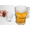 Boccale birra teschio Skull Shot Boccale in vetro a forma di Teschio per birra - 500ml