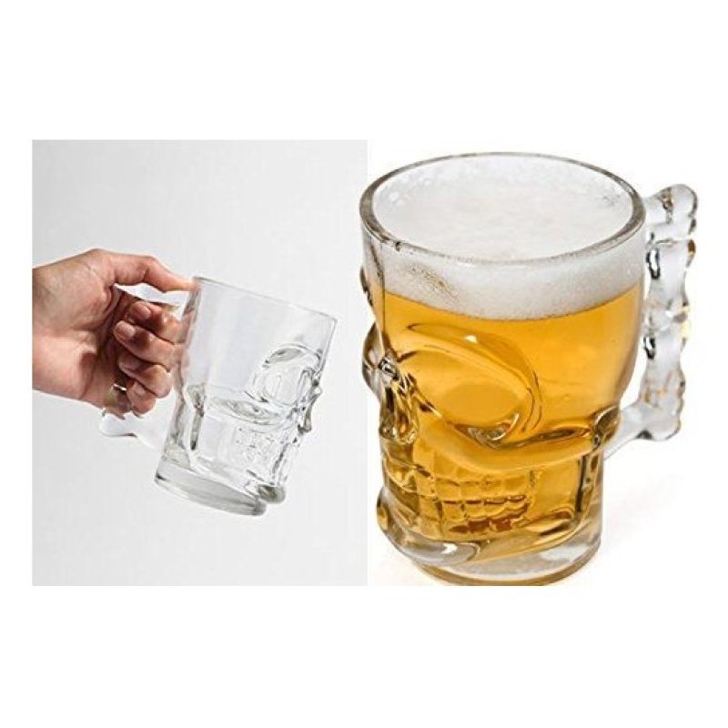 Boccale birra teschio Skull Shot Boccale in vetro a forma di Teschio per birra - 500ml