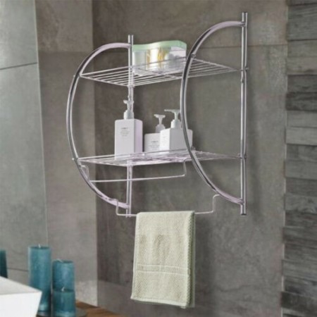 Mensole con portasciugamani da bagno 5x26.5x55 Cm due ripiani fissaggio a muro
