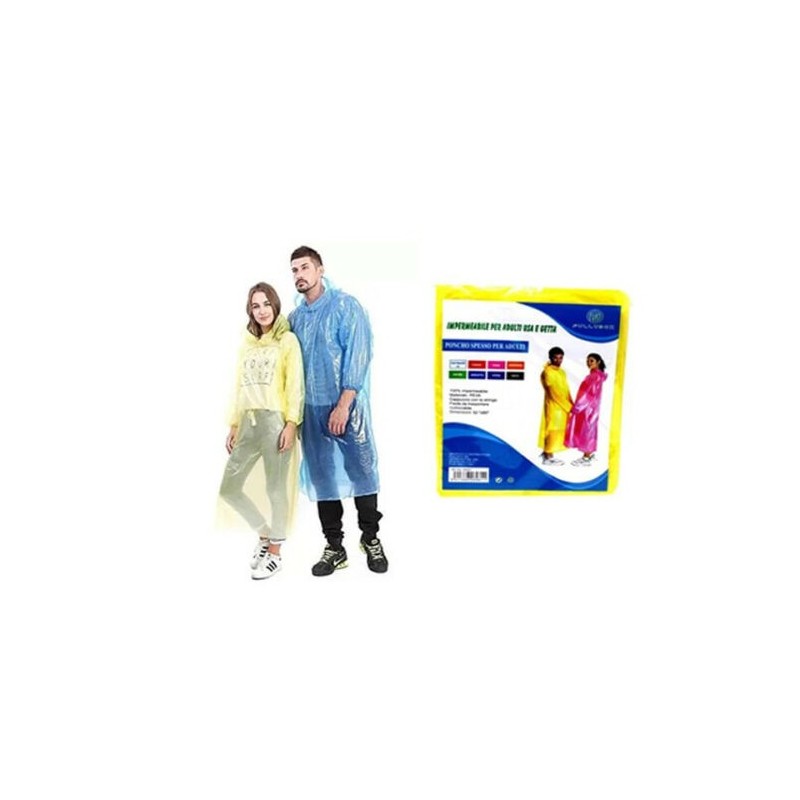 Poncho adulti cappuccio monouso 52x80 Cm impermeabile antipioggia riutilizzabile