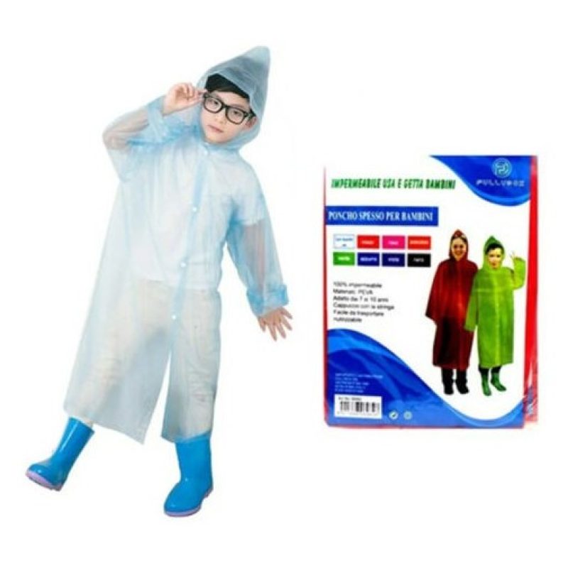 DOBO Poncho per bambini impermeabile con cappuccio dai 7 ai 10 anni...