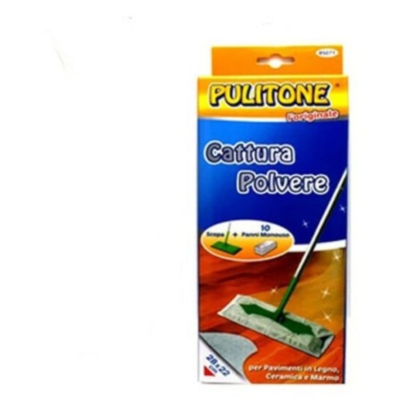 DOBO Scopa con 10 panni di ricambio monouso cattura polvere lava pa...