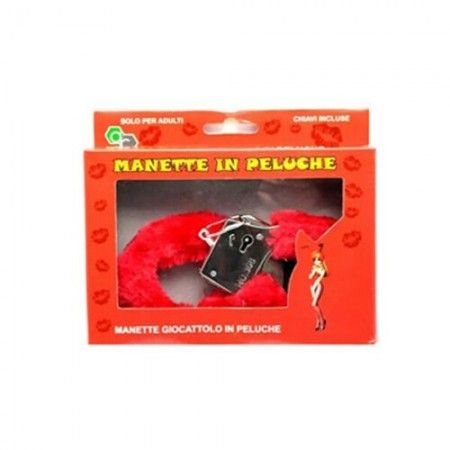 Manette in peluche bondage ricoperte con 2 chiavette rosse manette giocattolo
