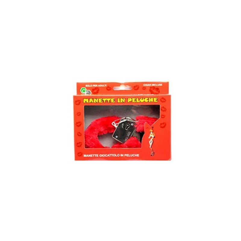 DOBO Manette in peluche bondage ricoperte con 2 chiavette rosse man...