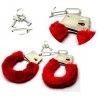 DOBO Manette in peluche bondage ricoperte con 2 chiavette rosse man...