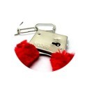 Manette in peluche bondage ricoperte con 2 chiavette rosse manette giocattolo