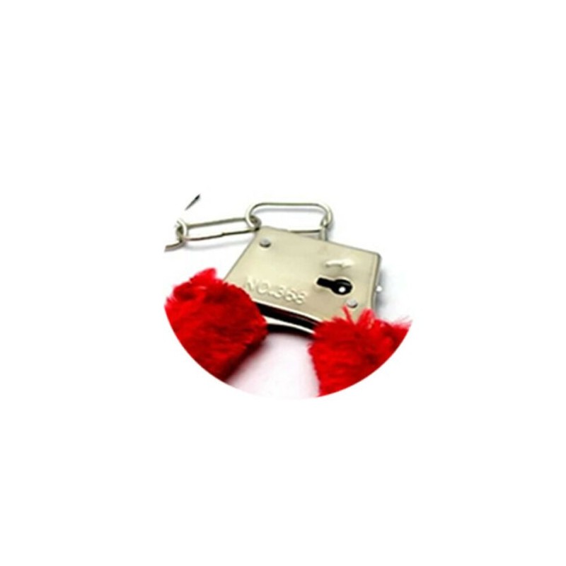 DOBO Manette in peluche bondage ricoperte con 2 chiavette rosse man...