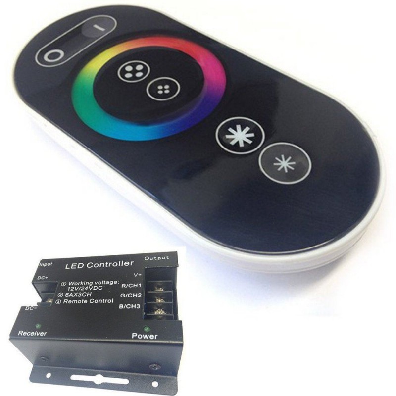 Telecomando e centralina per striscia Led RGB 12/24 DC - Telecomando con funzioni touch per cambio colore e tonalità
