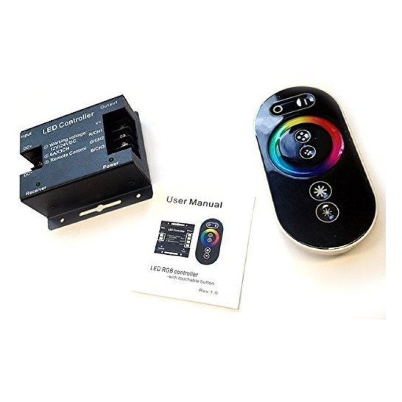 Telecomando e centralina per striscia Led RGB 12/24 DC - Telecomando con funzioni touch per cambio colore e tonalità
