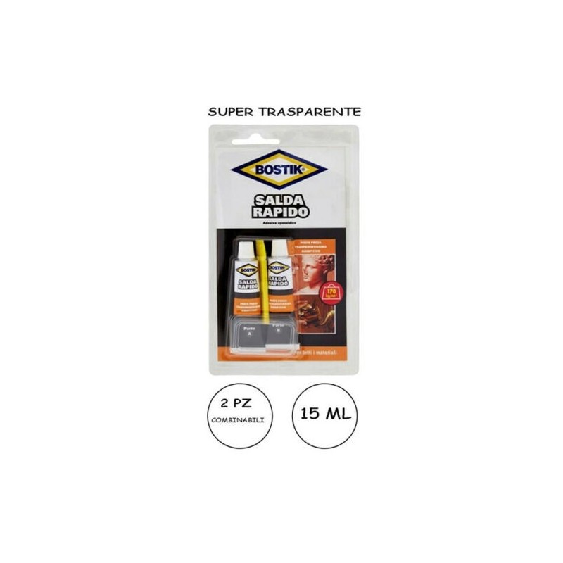 BOSTIK 2x Salda rapido adesivo epossidico incolla in 15 minuti bico...