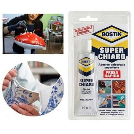 Adesivo universale super chiaro extra resistente 50 gr Bostik rapido forte colla