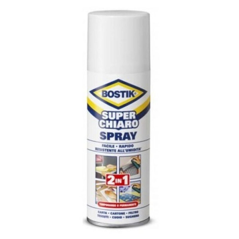 Bostik Colla spray 200 ml universale super chiaro Bostik 2 in 1 inc...