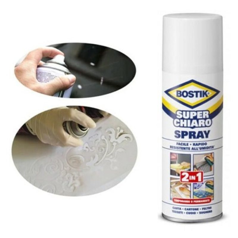 Bostik Colla spray 200 ml universale super chiaro Bostik 2 in 1 inc...
