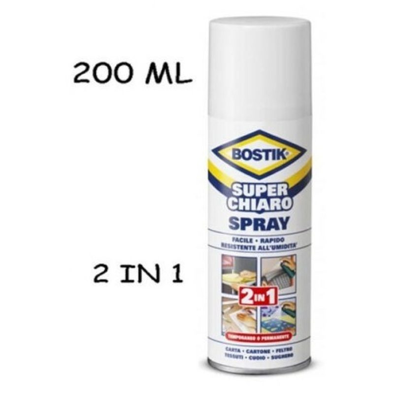 Bostik Colla spray 200 ml universale super chiaro Bostik 2 in 1 inc...