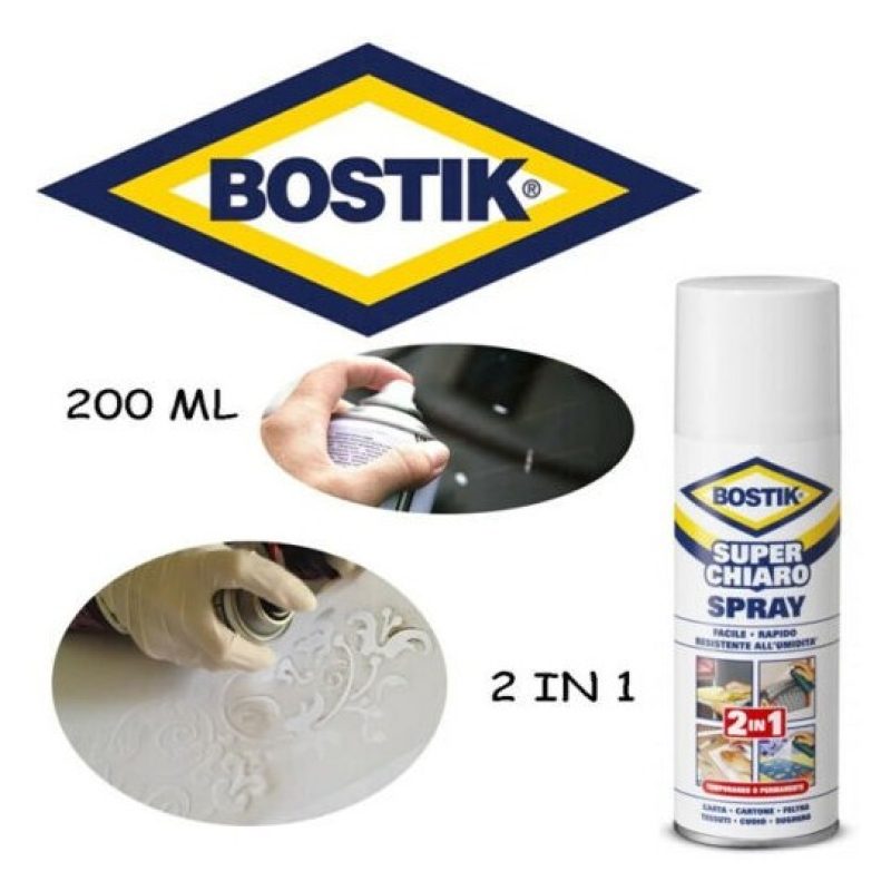 Bostik Colla Spray 200 ml Universale Super Chiaro Bostik 2 in 1 for...
