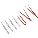 Kit 7x pinzette lavori precisione riparazione orologi metallo modellismo acciaio