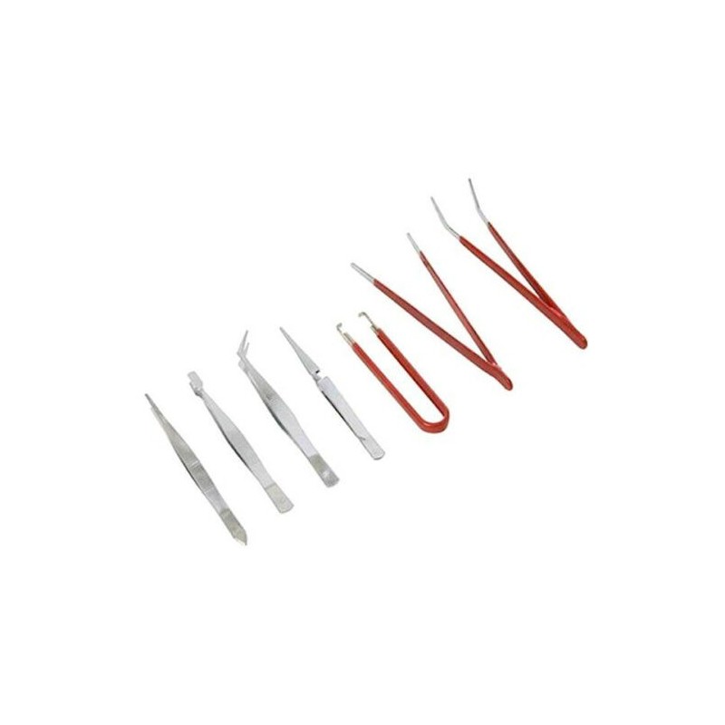 Kit 7x pinzette lavori precisione riparazione orologi metallo modellismo acciaio