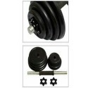 Set 2 manubri dischi kit allenamento completo 20kg pesi bilanciere 10kg manubrio