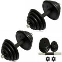 Set 2 manubri dischi kit allenamento completo 20kg pesi bilanciere 10kg manubrio