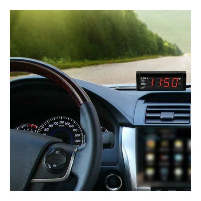 Iron 3in1 Orologio voltmetro termometro da pannello Nero quarzo 61x...