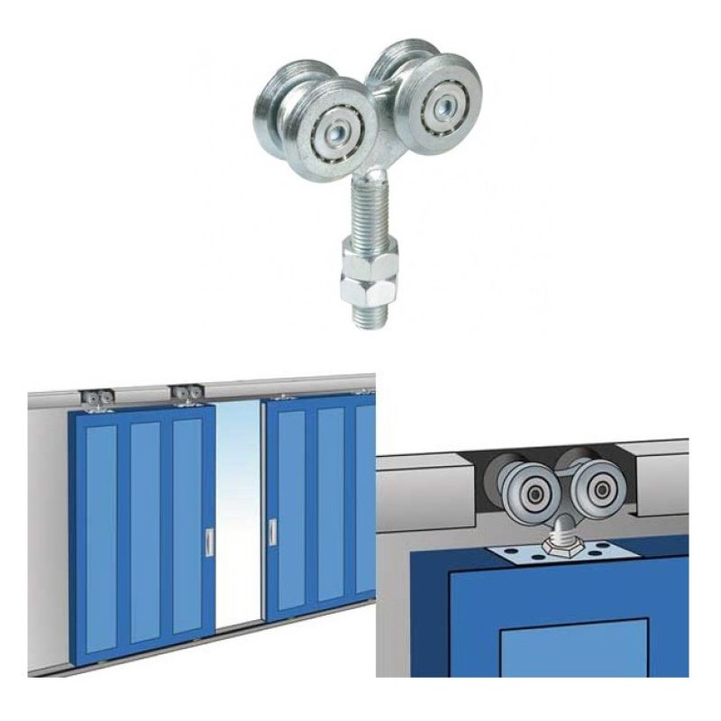 Iron Carrello fisso a 4 cuscinetti per monorotaia porta o portone s...