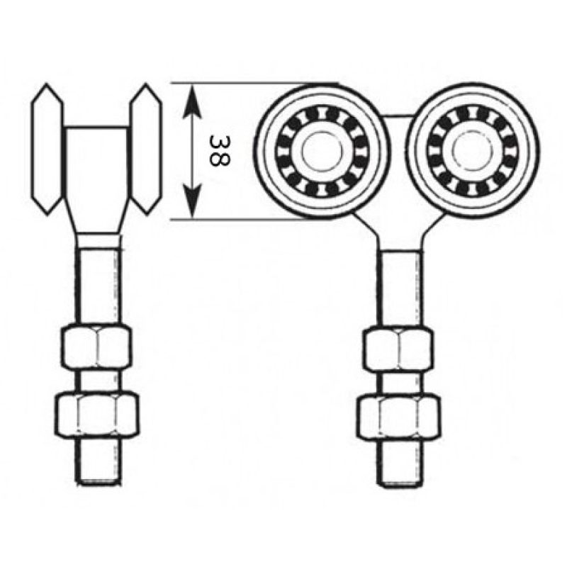 Iron Carrello fisso a 4 cuscinetti per monorotaia porta o portone s...