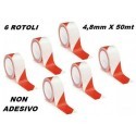 6x Nastro segnaletico non adesivo bianco e rosso 4.8cm x 50M delimitazione zone